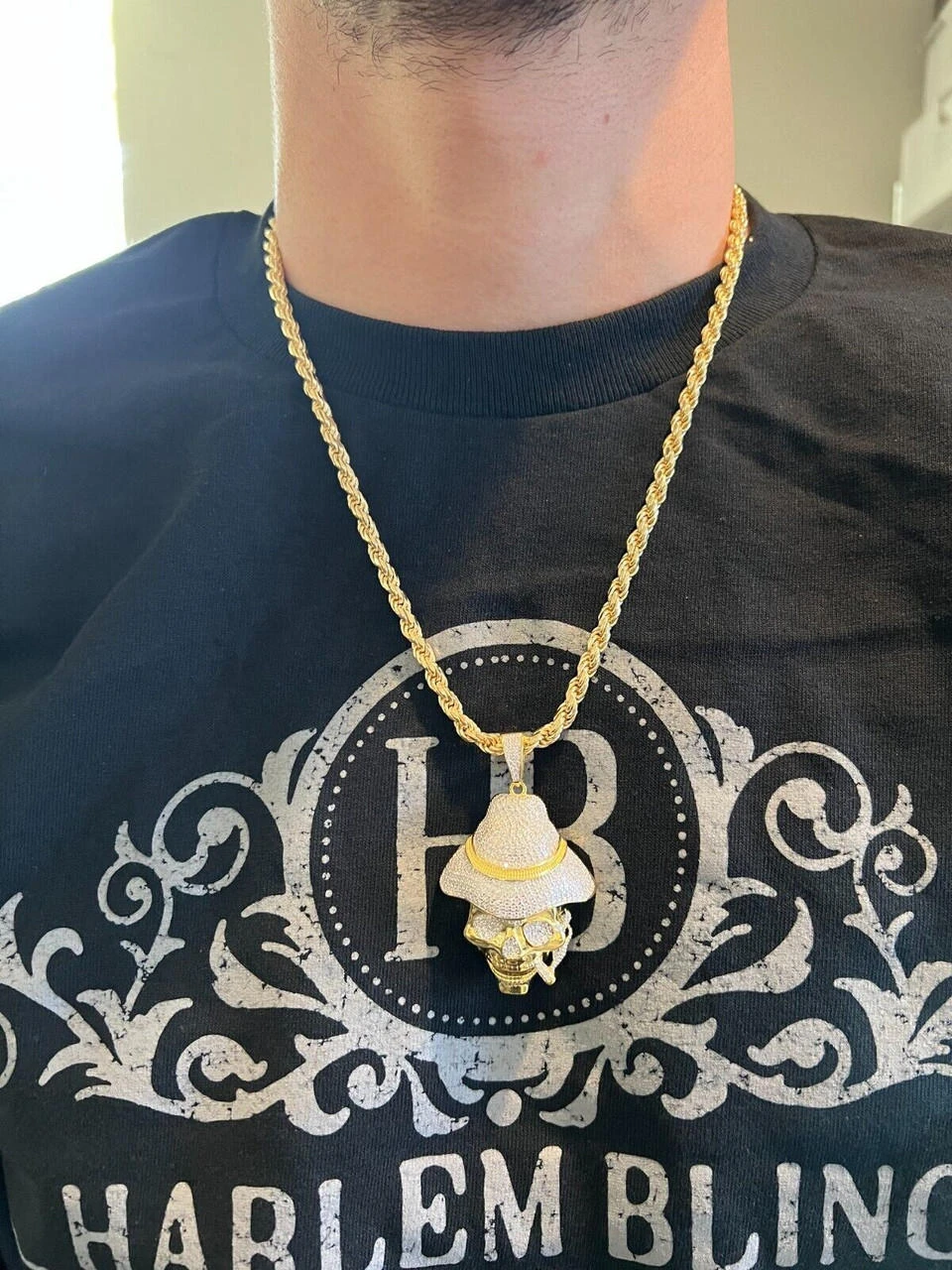 MOISSANITE Real Silver / Gold Skull In Fedora Hat Smoking Iced Necklace Pendant 18 MOISSANITE Real Silver / Gold Skull In Fedora Hat Smoking Iced Necklace Pendant - Image 16