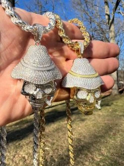 MOISSANITE Real Silver / Gold Skull In Fedora Hat Smoking Iced Necklace Pendant 33 MOISSANITE Real Silver / Gold Skull In Fedora Hat Smoking Iced Necklace Pendant -Harlem Bling Shop moissanite real silver gold skull in fedora hat smoking iced necklace pendant 41969.1675447264