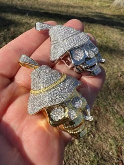 MOISSANITE Real Silver / Gold Skull In Fedora Hat Smoking Iced Necklace Pendant 20 MOISSANITE Real Silver / Gold Skull In Fedora Hat Smoking Iced Necklace Pendant -Harlem Bling Shop moissanite real silver gold skull in fedora hat smoking iced necklace pendant 56648.1675447114