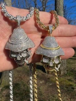 MOISSANITE Real Silver / Gold Skull In Fedora Hat Smoking Iced Necklace Pendant 22 MOISSANITE Real Silver / Gold Skull In Fedora Hat Smoking Iced Necklace Pendant -Harlem Bling Shop moissanite real silver gold skull in fedora hat smoking iced necklace pendant 91609.1675447377