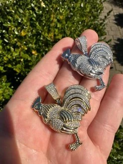 MOISSANITE Real Solid 925 Silver/Gold Plated Iced Rooster Gallo Pendant Necklace 29 MOISSANITE Real Solid 925 Silver/Gold Plated Iced Rooster Gallo Pendant Necklace -Harlem Bling Shop moissanite real solid 925 silvergold plated iced rooster gallo pendant necklace 04859.1679340130