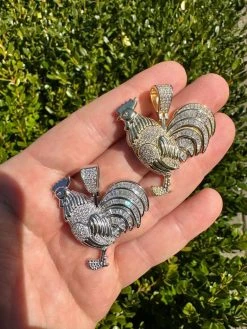 MOISSANITE Real Solid 925 Silver/Gold Plated Iced Rooster Gallo Pendant Necklace 38 MOISSANITE Real Solid 925 Silver/Gold Plated Iced Rooster Gallo Pendant Necklace -Harlem Bling Shop moissanite real solid 925 silvergold plated iced rooster gallo pendant necklace 13253.1679340050