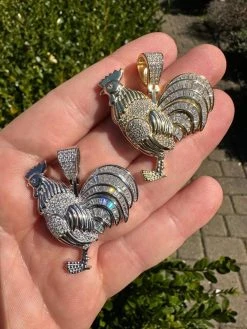 MOISSANITE Real Solid 925 Silver/Gold Plated Iced Rooster Gallo Pendant Necklace 37 MOISSANITE Real Solid 925 Silver/Gold Plated Iced Rooster Gallo Pendant Necklace -Harlem Bling Shop moissanite real solid 925 silvergold plated iced rooster gallo pendant necklace 16320.1679340126