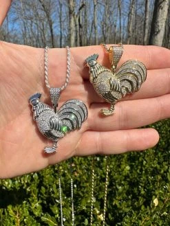 MOISSANITE Real Solid 925 Silver/Gold Plated Iced Rooster Gallo Pendant Necklace 23 MOISSANITE Real Solid 925 Silver/Gold Plated Iced Rooster Gallo Pendant Necklace -Harlem Bling Shop moissanite real solid 925 silvergold plated iced rooster gallo pendant necklace 22573.1679340069