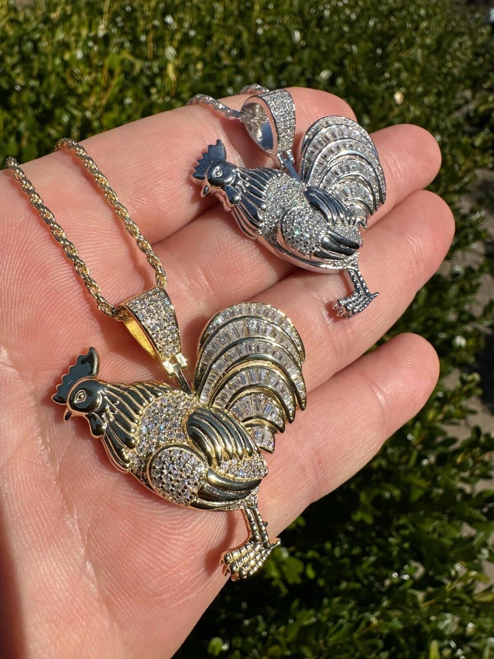 MOISSANITE Real Solid 925 Silver/Gold Plated Iced Rooster Gallo Pendant Necklace 16 MOISSANITE Real Solid 925 Silver/Gold Plated Iced Rooster Gallo Pendant Necklace - Image 14