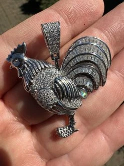 MOISSANITE Real Solid 925 Silver/Gold Plated Iced Rooster Gallo Pendant Necklace 40 MOISSANITE Real Solid 925 Silver/Gold Plated Iced Rooster Gallo Pendant Necklace -Harlem Bling Shop moissanite real solid 925 silvergold plated iced rooster gallo pendant necklace 48117.1679340172