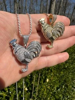 MOISSANITE Real Solid 925 Silver/Gold Plated Iced Rooster Gallo Pendant Necklace 33 MOISSANITE Real Solid 925 Silver/Gold Plated Iced Rooster Gallo Pendant Necklace -Harlem Bling Shop moissanite real solid 925 silvergold plated iced rooster gallo pendant necklace 72339.1679340116