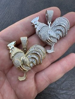 MOISSANITE Real Solid 925 Silver/Gold Plated Iced Rooster Gallo Pendant Necklace 27 MOISSANITE Real Solid 925 Silver/Gold Plated Iced Rooster Gallo Pendant Necklace -Harlem Bling Shop moissanite real solid 925 silvergold plated iced rooster gallo pendant necklace 79959.1679340127