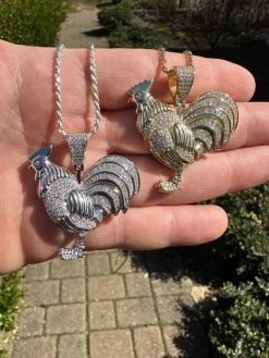 MOISSANITE Real Solid 925 Silver/Gold Plated Iced Rooster Gallo Pendant Necklace 34 MOISSANITE Real Solid 925 Silver/Gold Plated Iced Rooster Gallo Pendant Necklace -Harlem Bling Shop moissanite real solid 925 silvergold plated iced rooster gallo pendant necklace 93223.1679340160