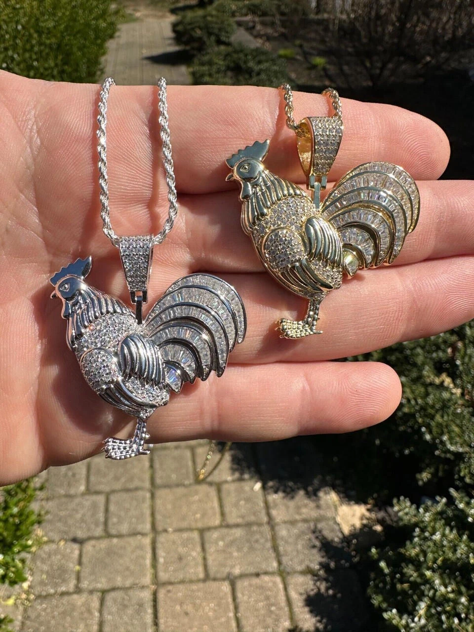 MOISSANITE Real Solid 925 Silver/Gold Plated Iced Rooster Gallo Pendant Necklace 15 MOISSANITE Real Solid 925 Silver/Gold Plated Iced Rooster Gallo Pendant Necklace - Image 13