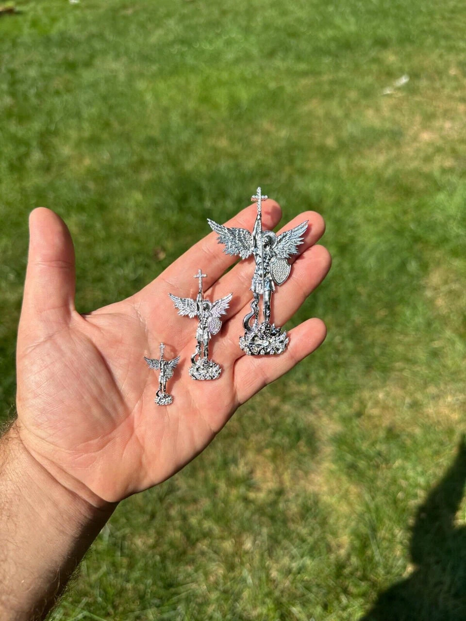 MOISSANITE Saint St Michael Slaying Dragon Archangel Pendant 925 Silver - 1-3" 11 MOISSANITE Saint St Michael Slaying Dragon Archangel Pendant 925 Silver - 1-3" - Image 9