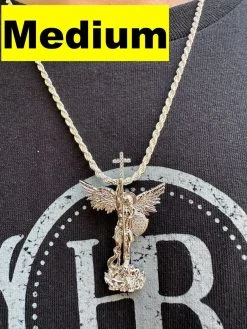 MOISSANITE Saint St Michael Slaying Dragon Archangel Pendant 925 Silver - 1-3" 25 MOISSANITE Saint St Michael Slaying Dragon Archangel Pendant 925 Silver - 1-3" -Harlem Bling Shop moissanite saint st michael slaying dragon archangel pendant 925 silver 1 3 96461.1689204499