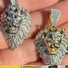 MOISSANITE Silver Gold Iced Rasta Lion Crown Pendant Necklace Pass Diamond Test 1 MOISSANITE Silver Gold Iced Rasta Lion Crown Pendant Necklace Pass Diamond Test -Harlem Bling Shop moissanite silver gold iced rasta lion crown pendant necklace pass diamond test 11685.1664357768