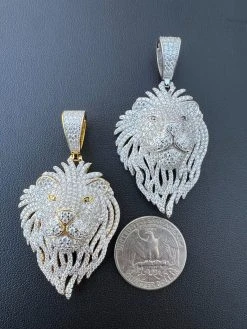 MOISSANITE Silver/Gold Plated Iced Lion King Pendant Necklace Pass Diamond Test 29 MOISSANITE Silver/Gold Plated Iced Lion King Pendant Necklace Pass Diamond Test -Harlem Bling Shop moissanite silvergold plated iced lion king pendant necklace pass diamond test 16743.1671726318