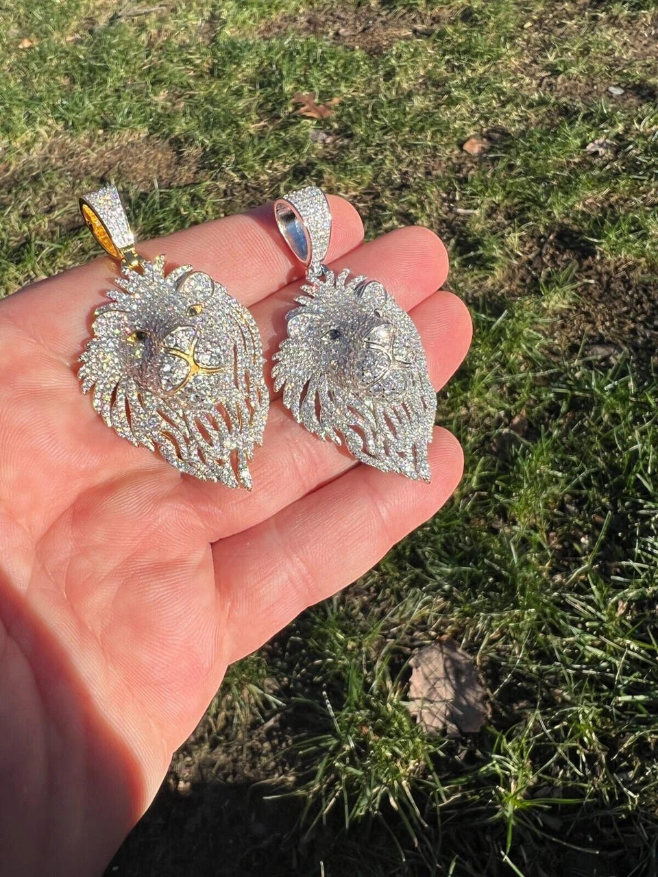 MOISSANITE Silver/Gold Plated Iced Lion King Pendant Necklace Pass Diamond Test 11 MOISSANITE Silver/Gold Plated Iced Lion King Pendant Necklace Pass Diamond Test - Image 9