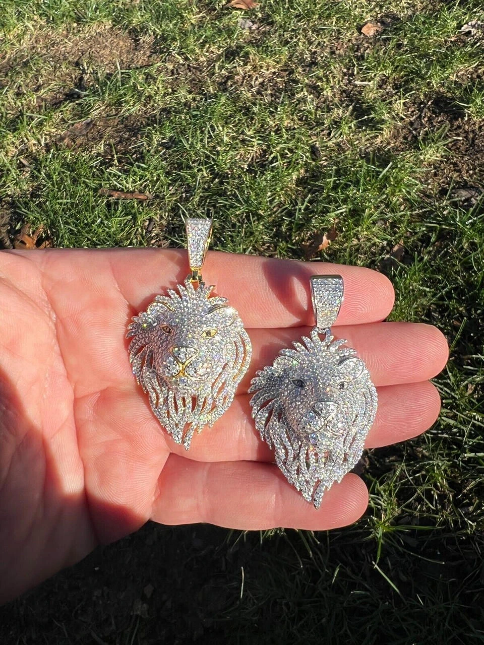 MOISSANITE Silver/Gold Plated Iced Lion King Pendant Necklace Pass Diamond Test 10 MOISSANITE Silver/Gold Plated Iced Lion King Pendant Necklace Pass Diamond Test - Image 8