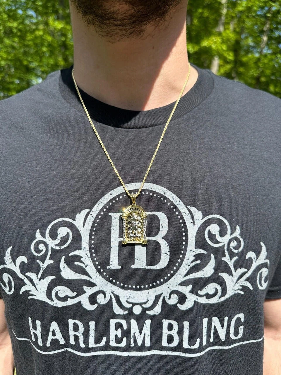 MOISSANITE St Lazarus Real 925 Silver / Gold Plated Saint Iced Necklace Pendant 5 MOISSANITE St Lazarus Real 925 Silver / Gold Plated Saint Iced Necklace Pendant - Image 3