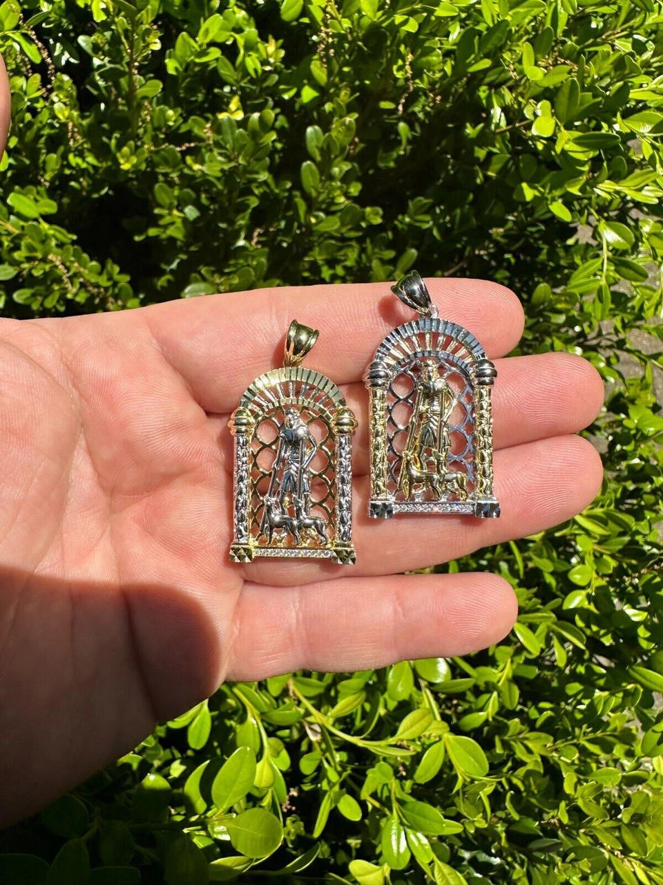 MOISSANITE St Lazarus Real 925 Silver / Gold Plated Saint Iced Necklace Pendant 10 MOISSANITE St Lazarus Real 925 Silver / Gold Plated Saint Iced Necklace Pendant - Image 8