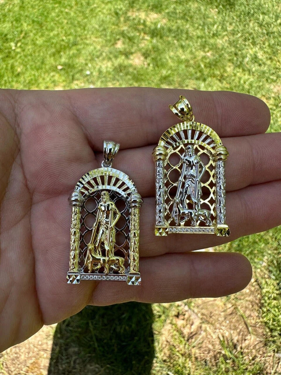 MOISSANITE St Lazarus Real 925 Silver / Gold Plated Saint Iced Necklace Pendant 17 MOISSANITE St Lazarus Real 925 Silver / Gold Plated Saint Iced Necklace Pendant - Image 15