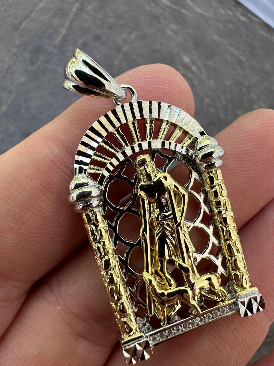 MOISSANITE St Lazarus Real 925 Silver / Gold Plated Saint Iced Necklace Pendant 18 MOISSANITE St Lazarus Real 925 Silver / Gold Plated Saint Iced Necklace Pendant - Image 16