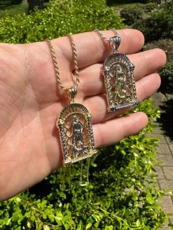 MOISSANITE St Lazarus Real 925 Silver / Gold Plated Saint Iced Necklace Pendant 32 MOISSANITE St Lazarus Real 925 Silver / Gold Plated Saint Iced Necklace Pendant -Harlem Bling Shop moissanite st lazarus real 925 silver gold plated saint iced necklace pendant 49384.1683665431