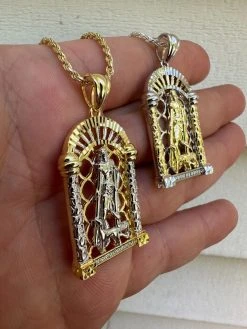 MOISSANITE St Lazarus Real 925 Silver / Gold Plated Saint Iced Necklace Pendant 31 MOISSANITE St Lazarus Real 925 Silver / Gold Plated Saint Iced Necklace Pendant -Harlem Bling Shop moissanite st lazarus real 925 silver gold plated saint iced necklace pendant 91431.1683665399