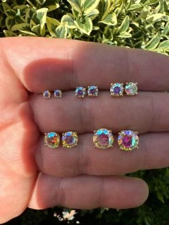 Rainbow Opal Moissanite Screwback Stud Earrings 925 Silver 14k Gold Plated 3-8mm 35 Rainbow Opal Moissanite Screwback Stud Earrings 925 Silver 14k Gold Plated 3-8mm -Harlem Bling Shop rainbow opal moissanite screwback stud earrings 925 silver 14k gold plated 3 8mm 13673.1688771766