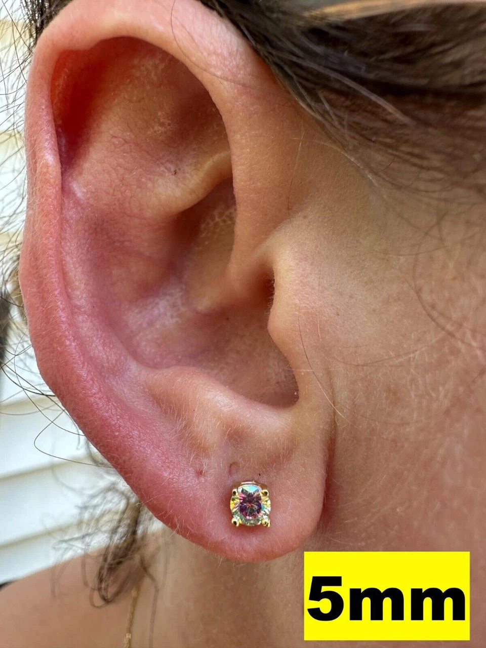 Rainbow Opal Moissanite Screwback Stud Earrings 925 Silver 14k Gold Plated 3-8mm 13 Rainbow Opal Moissanite Screwback Stud Earrings 925 Silver 14k Gold Plated 3-8mm - Image 11