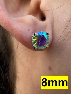 Rainbow Opal Moissanite Screwback Stud Earrings 925 Silver 3-8mm Pass Diamond Tester -Harlem Bling Shop rainbow opal moissanite screwback stud earrings 925 silver 3 8mm pass diamond tester 01599.1676485201