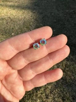 Rainbow Opal Moissanite Screwback Stud Earrings 925 Silver 3-8mm Pass Diamond Tester -Harlem Bling Shop rainbow opal moissanite screwback stud earrings 925 silver 3 8mm pass diamond tester 17248.1676485138