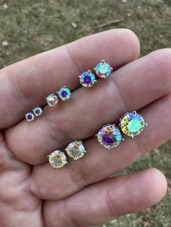 Rainbow Opal Moissanite Screwback Stud Earrings 925 Silver 3-8mm Pass Diamond Tester -Harlem Bling Shop rainbow opal moissanite screwback stud earrings 925 silver 3 8mm pass diamond tester 19957.1676485225