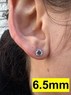 Rainbow Opal Moissanite Screwback Stud Earrings 925 Silver 3-8mm Pass Diamond Tester -Harlem Bling Shop rainbow opal moissanite screwback stud earrings 925 silver 3 8mm pass diamond tester 28942.1676485136