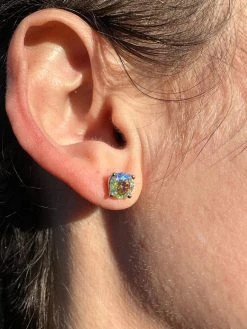 Rainbow Opal Moissanite Screwback Stud Earrings 925 Silver 3-8mm Pass Diamond Tester -Harlem Bling Shop rainbow opal moissanite screwback stud earrings 925 silver 3 8mm pass diamond tester 33487.1676485258