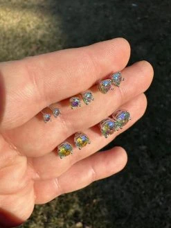 Rainbow Opal Moissanite Screwback Stud Earrings 925 Silver 3-8mm Pass Diamond Tester -Harlem Bling Shop rainbow opal moissanite screwback stud earrings 925 silver 3 8mm pass diamond tester 83429.1676485184