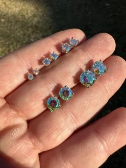 Rainbow Opal Moissanite Screwback Stud Earrings 925 Silver 3-8mm Pass Diamond Tester -Harlem Bling Shop rainbow opal moissanite screwback stud earrings 925 silver 3 8mm pass diamond tester 92941.1676485165