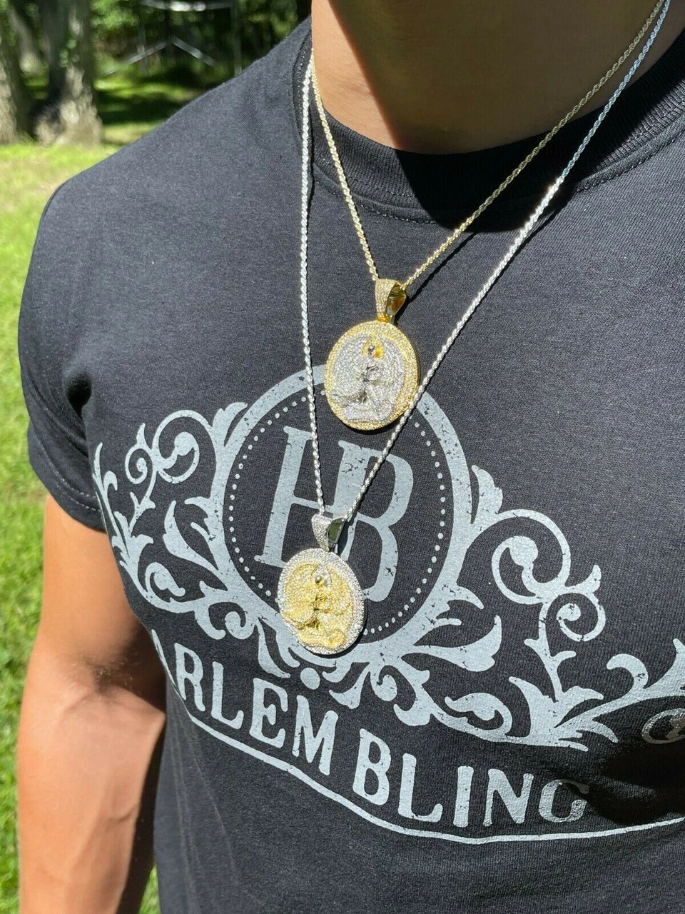 Real 925 Silver Gold Euphanasia Tupac 2Pac Pendant Medallion Necklace Iced Big 4 Real 925 Silver Gold Euphanasia Tupac 2Pac Pendant Medallion Necklace Iced Big - Image 2