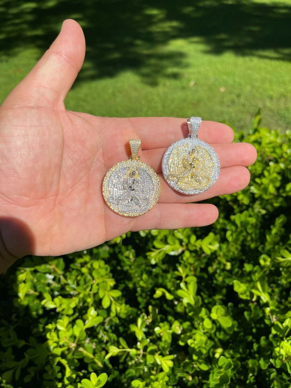 Real 925 Silver Gold Euphanasia Tupac 2Pac Pendant Medallion Necklace Iced Big 7 Real 925 Silver Gold Euphanasia Tupac 2Pac Pendant Medallion Necklace Iced Big - Image 5