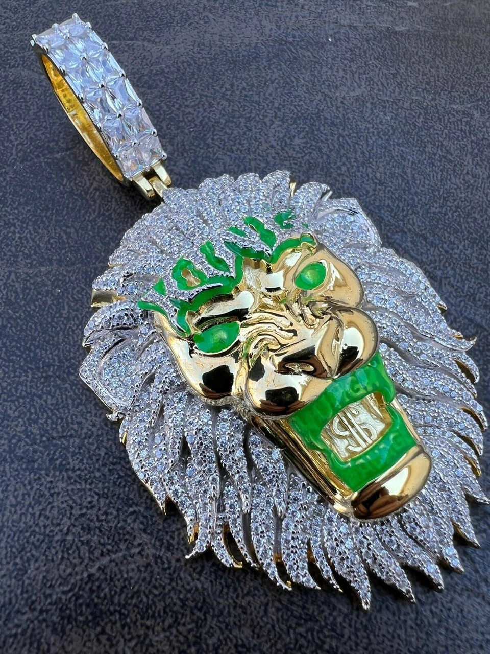 Real 925 Silver Gold Glows In Dark LION KING Huge 3" Hip Hop Pendant Necklace 8 Real 925 Silver Gold Glows In Dark LION KING Huge 3" Hip Hop Pendant Necklace - Image 6