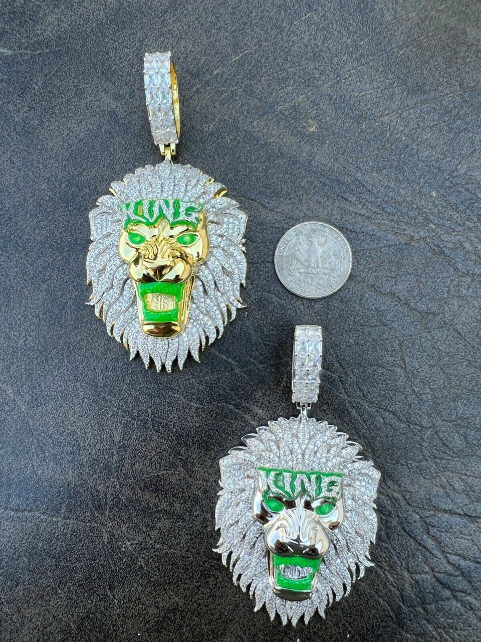 Real 925 Silver Gold Glows In Dark LION KING Huge 3" Hip Hop Pendant Necklace 13 Real 925 Silver Gold Glows In Dark LION KING Huge 3" Hip Hop Pendant Necklace - Image 11