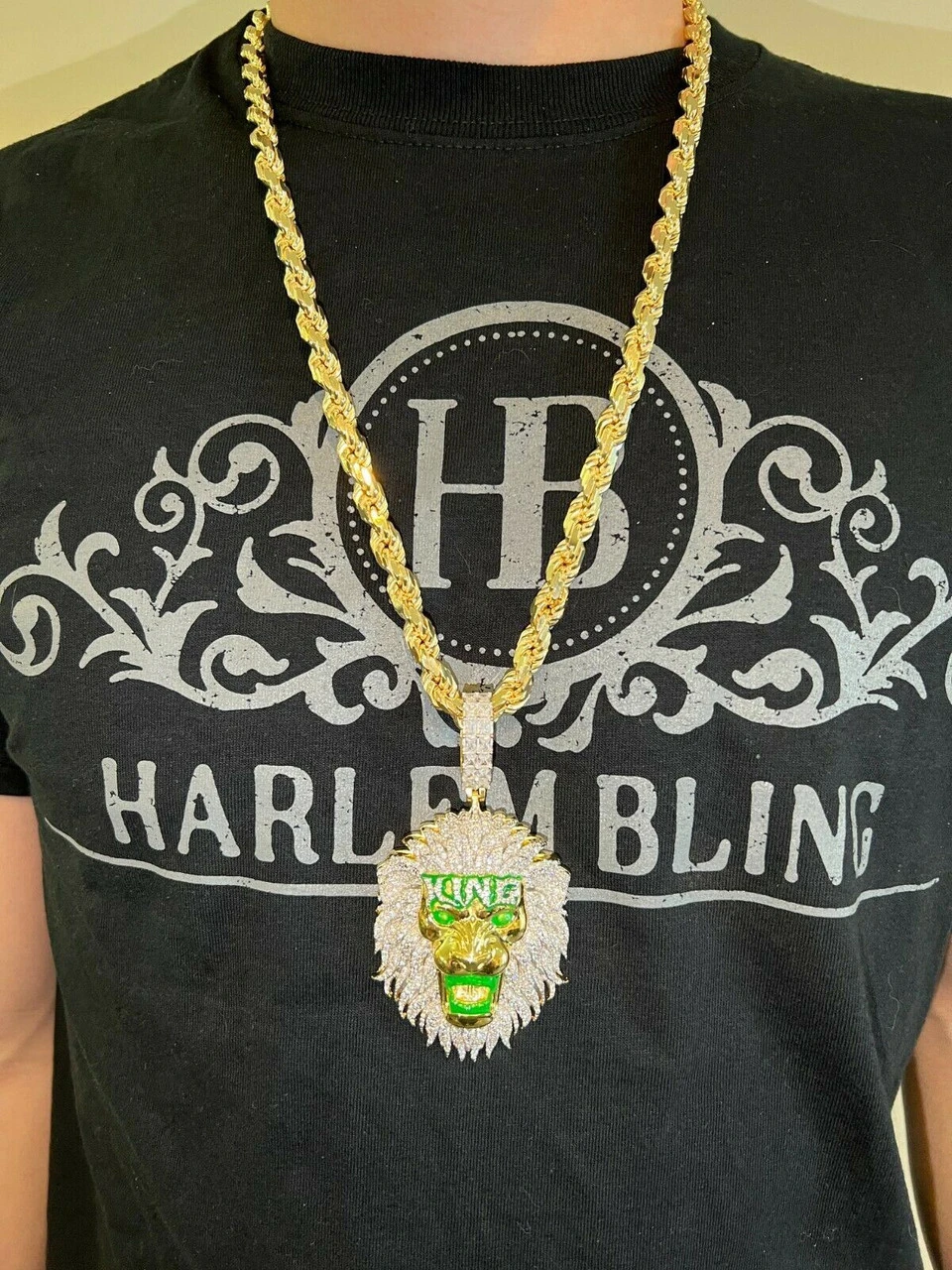 Real 925 Silver Gold Glows In Dark LION KING Huge 3" Hip Hop Pendant Necklace 5 Real 925 Silver Gold Glows In Dark LION KING Huge 3" Hip Hop Pendant Necklace - Image 3