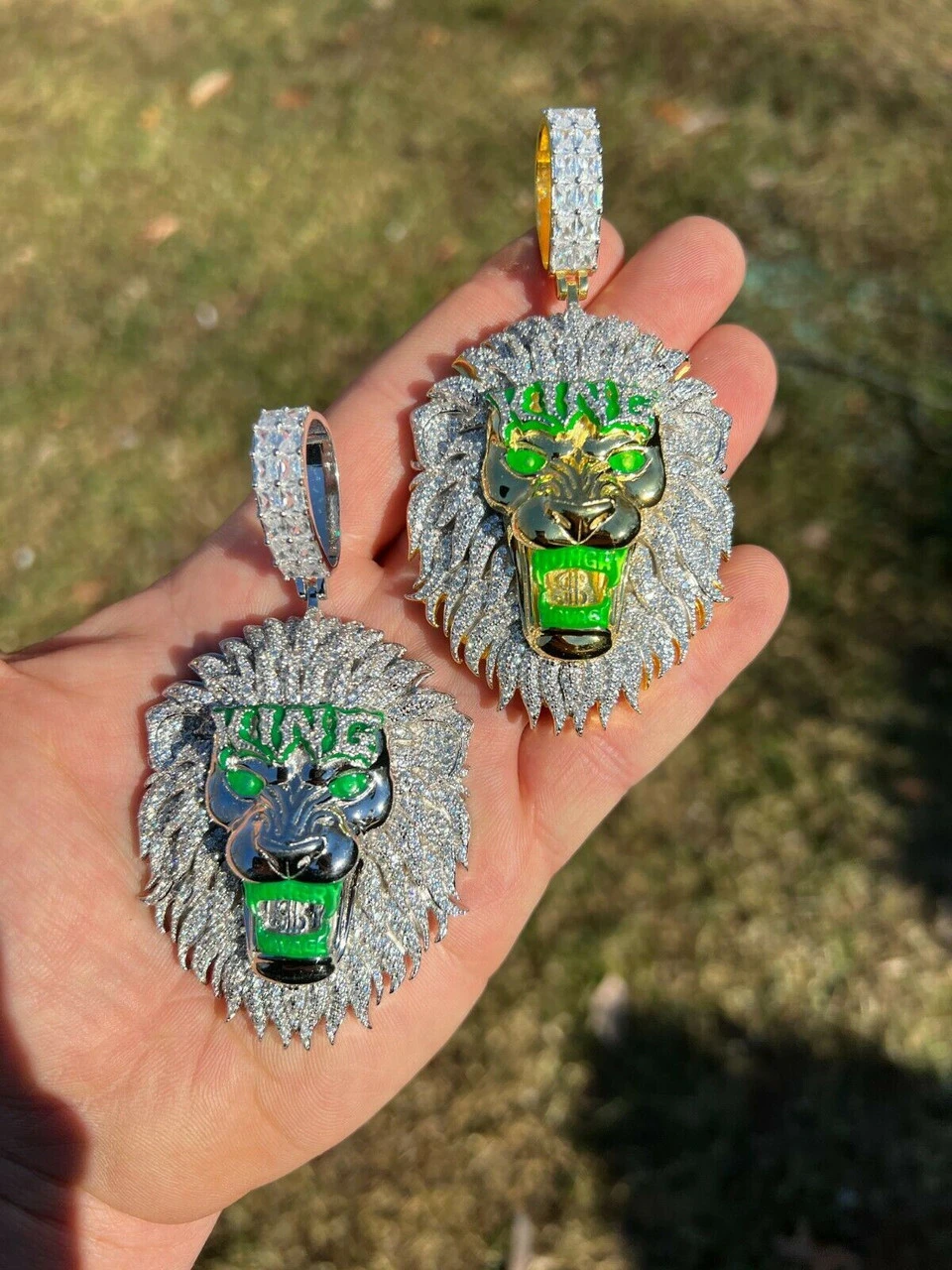 Real 925 Silver Gold Glows In Dark LION KING Huge 3" Hip Hop Pendant Necklace 10 Real 925 Silver Gold Glows In Dark LION KING Huge 3" Hip Hop Pendant Necklace - Image 8