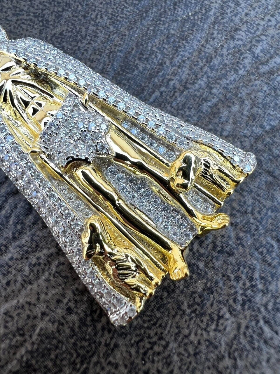 Real 925 Silver / Gold Saint St Lazarus Iced CZ Necklace Pendant Hip Hop Mens 2" 7 Real 925 Silver / Gold Saint St Lazarus Iced CZ Necklace Pendant Hip Hop Mens 2" - Image 5