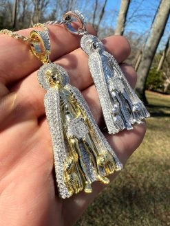 Real 925 Silver / Gold Saint St Lazarus Iced CZ Necklace Pendant Hip Hop Mens 2" 36 Real 925 Silver / Gold Saint St Lazarus Iced CZ Necklace Pendant Hip Hop Mens 2" -Harlem Bling Shop real 925 silver gold saint st lazarus iced cz necklace pendant hip hop mens 2 81922.1675447250