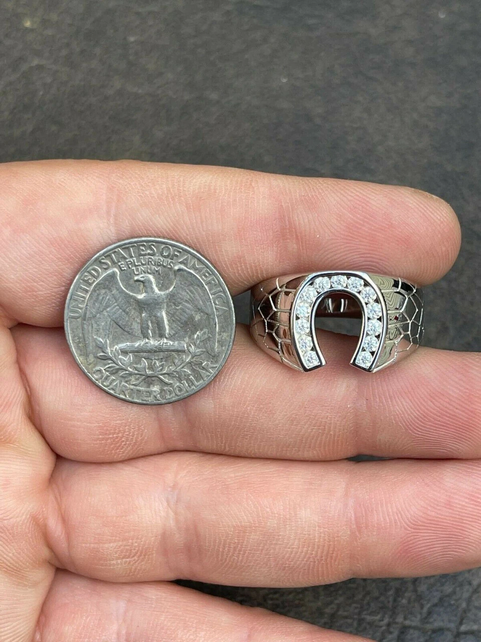 Real 925 Silver Lucky Horseshoe Ring Iced MOISSANITE - Pass Diamond Test Sz 6-13 12 Real 925 Silver Lucky Horseshoe Ring Iced MOISSANITE - Pass Diamond Test Sz 6-13 - Image 10