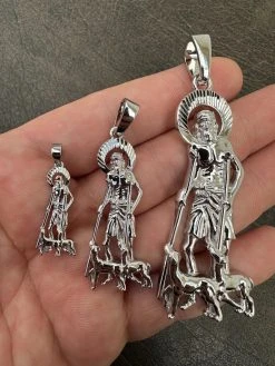 Real 925 Silver Saint St Lazarus Necklace Pendant Plain 1"-2.75" San Lazaro Mens -Harlem Bling Shop real 925 silver saint st lazarus necklace pendant plain 1 2.75 san lazaro mens 20804.1677782567