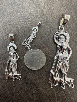 Real 925 Silver Saint St Lazarus Necklace Pendant Plain 1"-2.75" San Lazaro Mens -Harlem Bling Shop real 925 silver saint st lazarus necklace pendant plain 1 2.75 san lazaro mens 36596.1677782525