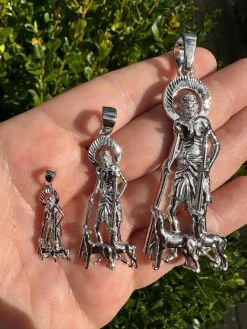 Real 925 Silver Saint St Lazarus Necklace Pendant Plain 1"-2.75" San Lazaro Mens -Harlem Bling Shop real 925 silver saint st lazarus necklace pendant plain 1 2.75 san lazaro mens 42702.1677782538