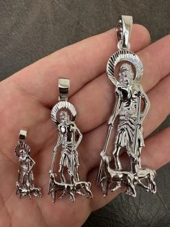 Real 925 Silver Saint St Lazarus Necklace Pendant Plain 1"-2.75" San Lazaro Mens -Harlem Bling Shop real 925 silver saint st lazarus necklace pendant plain 1 2.75 san lazaro mens 50964.1677782557
