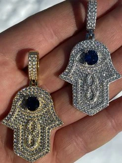 Real 925 Sterling Silver Evil Eye Hamsa Hand Pendant Iced Diamond Necklace Gold 16 Real 925 Sterling Silver Evil Eye Hamsa Hand Pendant Iced Diamond Necklace Gold -Harlem Bling Shop real 925 sterling silver evil eye hamsa hand pendant iced diamond necklace gold 55620.1664378944