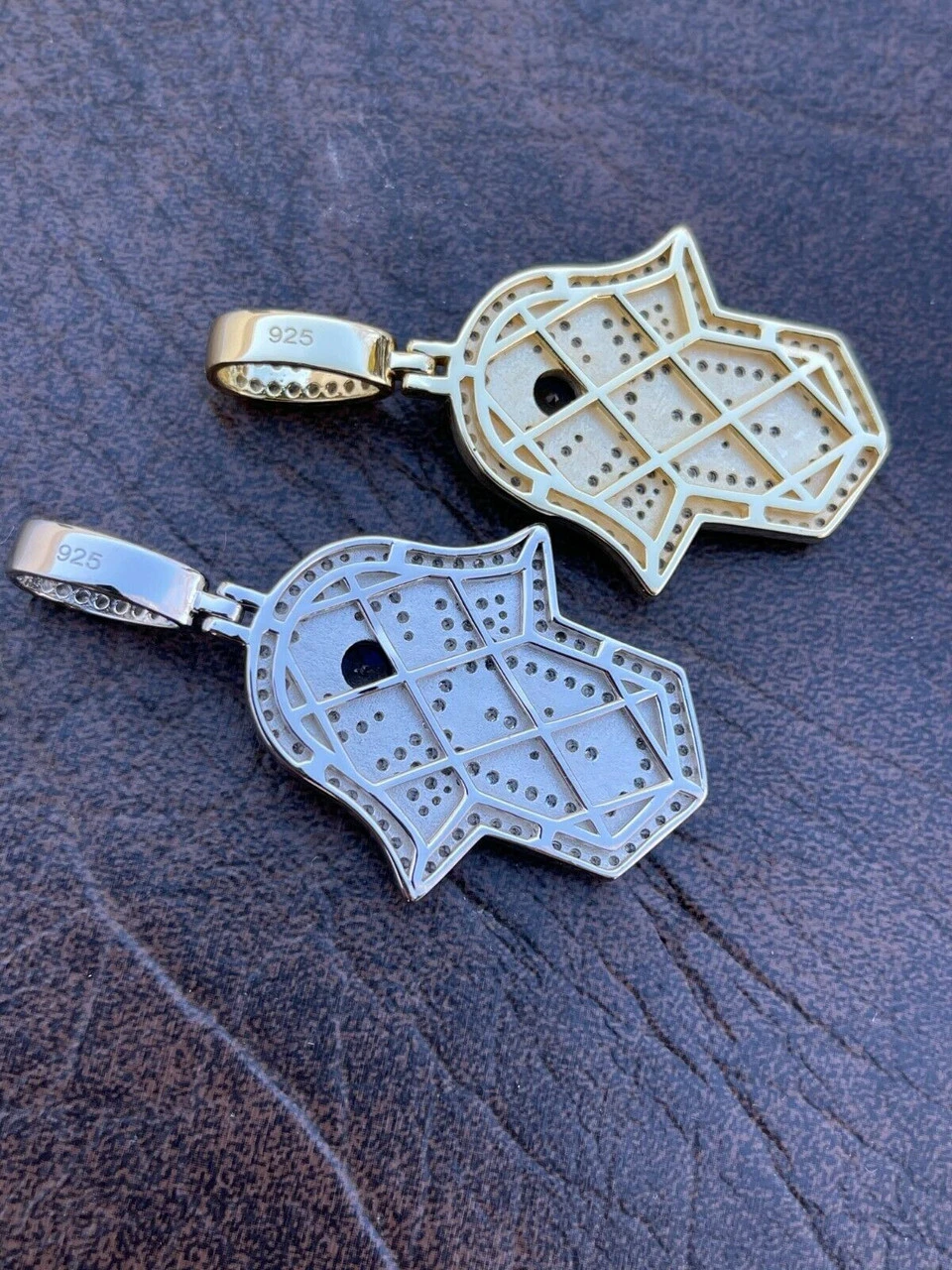 Real 925 Sterling Silver Evil Eye Hamsa Hand Pendant Iced Diamond Necklace Gold 13 Real 925 Sterling Silver Evil Eye Hamsa Hand Pendant Iced Diamond Necklace Gold - Image 11